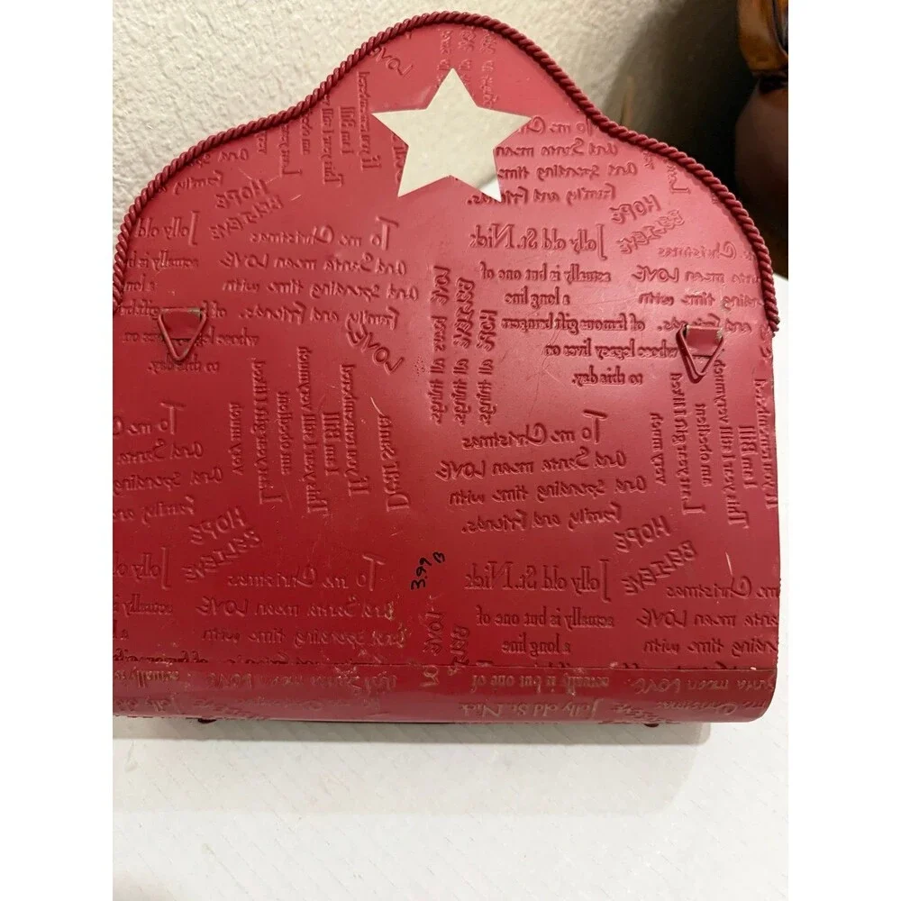 Christmas Cesta Navideña Metálica Vintage con Santa – Decoración Pared Roja con